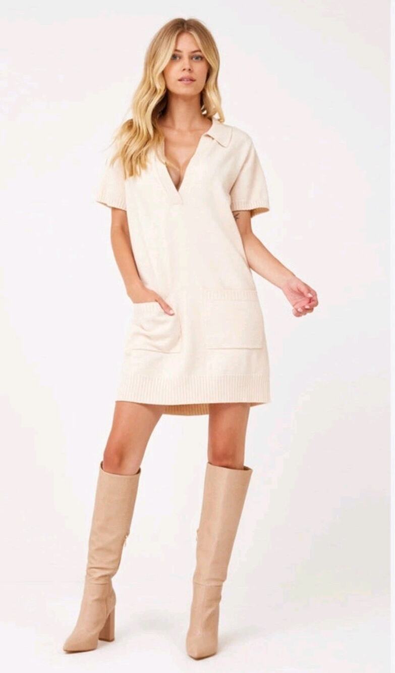 Show Me Your Mumu Dexter Sweater Dress In Cream Size Small Minimalist Preppy